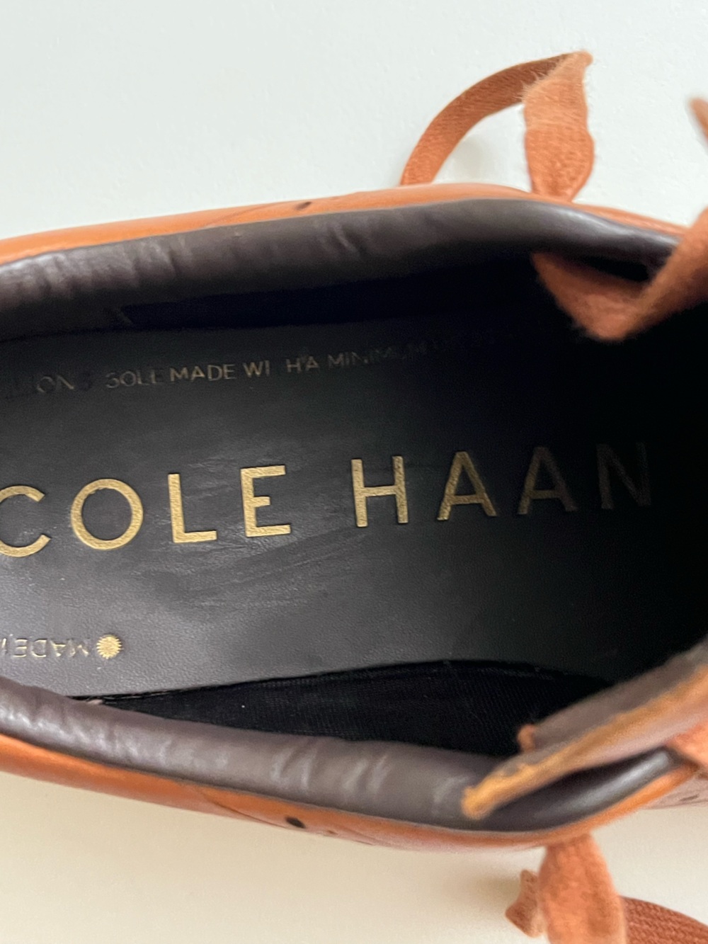Cole Haan Brown Leather Wingtip Slip-On Sneakers - Picture 5 of 7